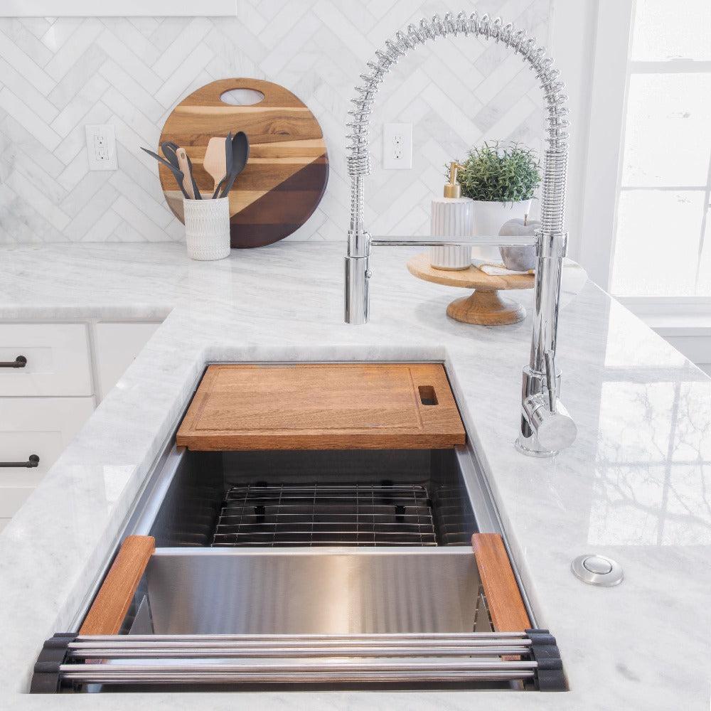 Sierra Pull Down Spring Single Handle Kitchen Faucet In Chrome SRAKFCH