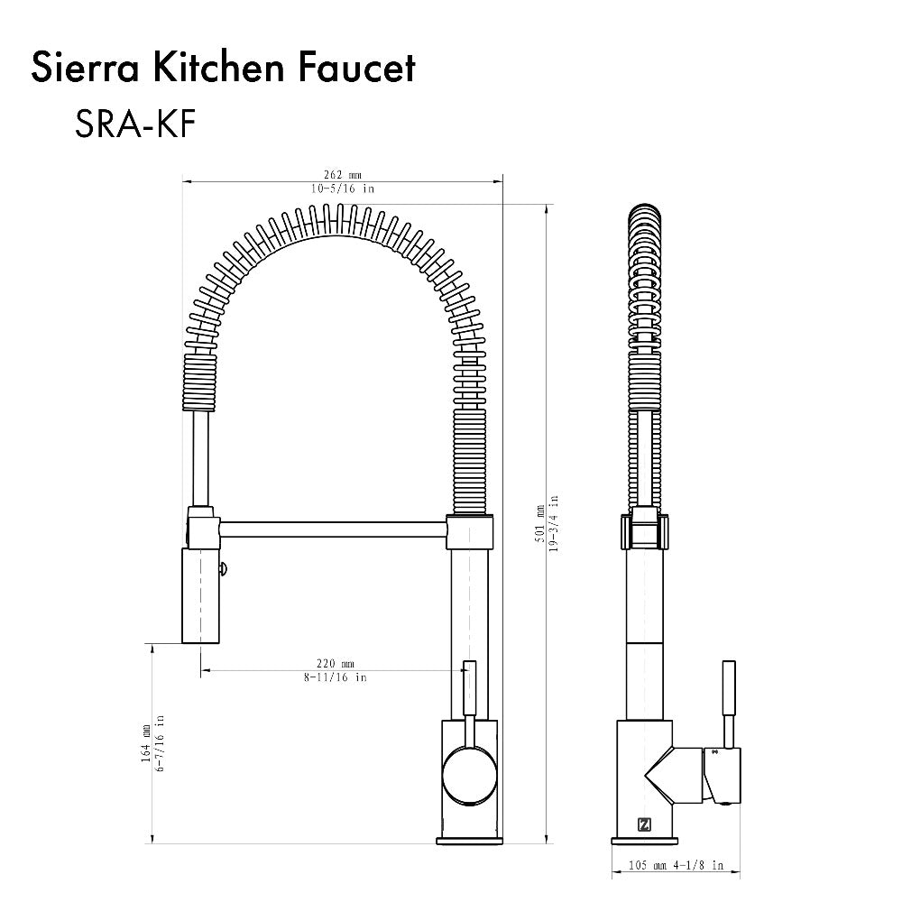 Sierra Pull Down Spring Single Handle Kitchen Faucet In Chrome SRAKFCH