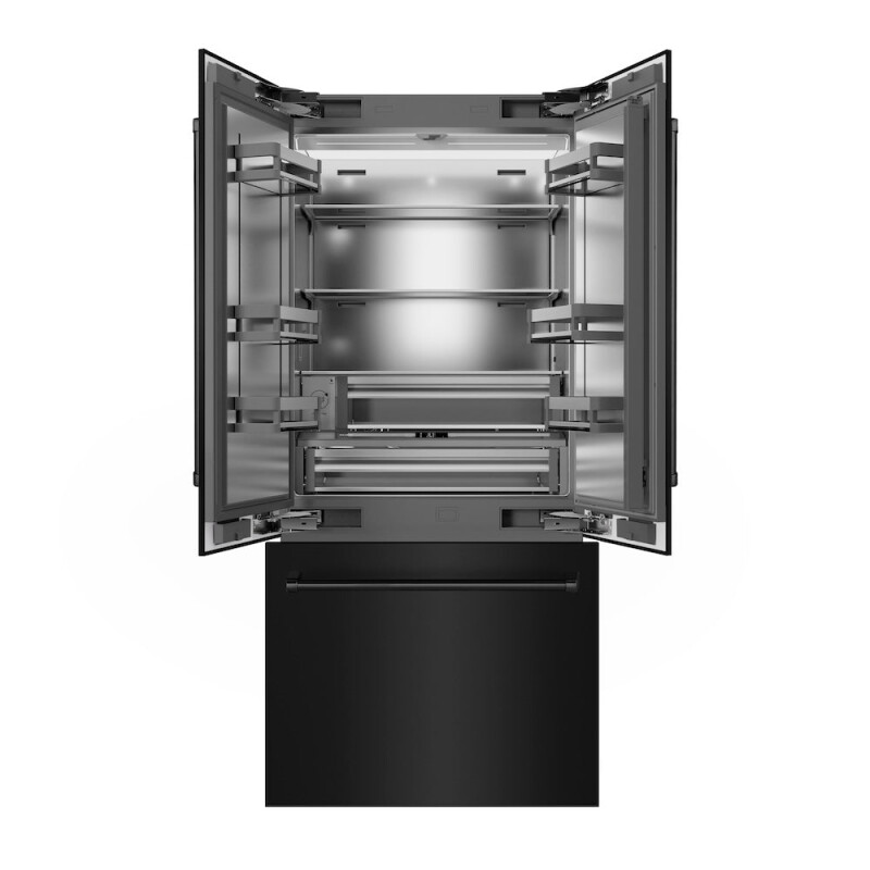 36 In. 19.6 Cu. Ft. French Door Built-in Bottom Freezer Refrigerator With Water Dispenser And Ice Maker In Black Stainless Steel With Stainless Steel Interior SRBIVBS36