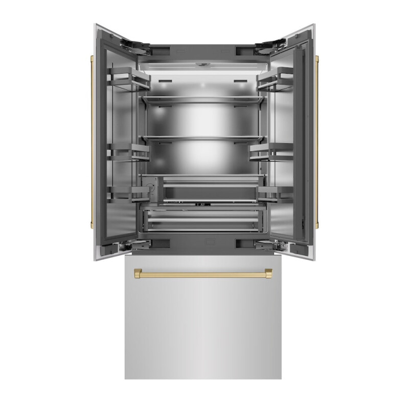 Autograph Edition 36 In. 19.6 Cu. Ft. French Door Built-in Bottom Freezer Refrigerator With Water Dispenser And Ice Maker In Stainless Steel With Stainless Steel Interior And Champagne Bronze