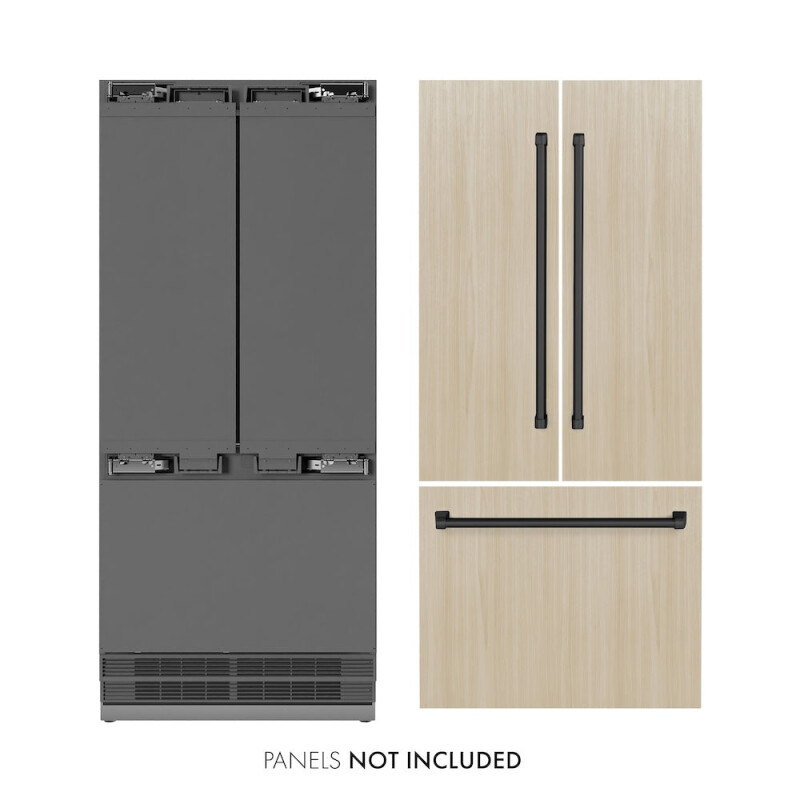 Autograph Edition 36 In. 19.6 Cu. Ft. Panel Ready French Door Built-in Bottom Freezer Refrigerator With Water Dispenser And Ice Maker With Stainless Steel Interior And Matte Black Accents SRBIVZ36MB
