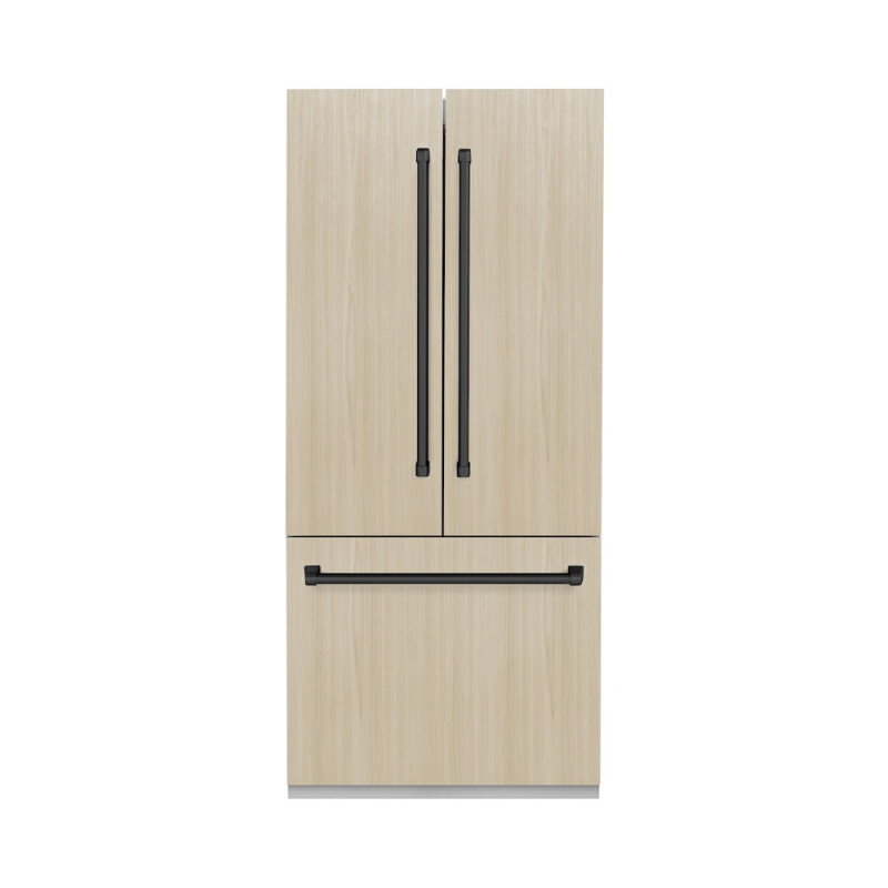 Autograph Edition 36 In. 19.6 Cu. Ft. Panel Ready French Door Built-in Bottom Freezer Refrigerator With Water Dispenser And Ice Maker With Stainless Steel Interior And Matte Black Accents SRBIVZ36MB