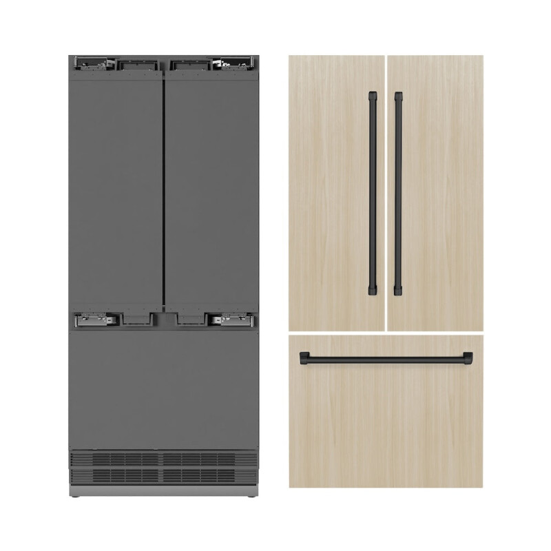 Autograph Edition 36 In. 19.6 Cu. Ft. Panel Ready French Door Built-in Bottom Freezer Refrigerator With Water Dispenser And Ice Maker With Stainless Steel Interior And Matte Black Accents SRBIVZ36MB