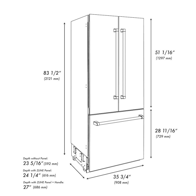 Autograph Edition 36 in. 19.6 cu. ft. French Door Built-In Bottom Freezer Refrigerator with Water Dispenser and Ice Maker SRBIVZWM36MB
