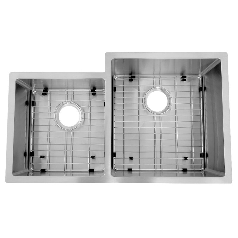 32 In. Jackson Undermount Double Bowl Stainless Steel Kitchen Sink With Bottom Grid SRDL32