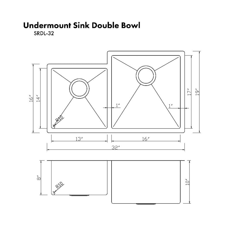 32 In. Jackson Undermount Double Bowl Stainless Steel Kitchen Sink With Bottom Grid SRDL32