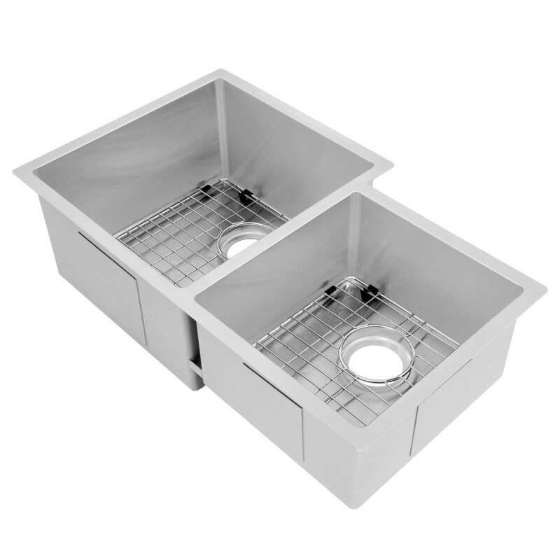 32 In. Jackson Undermount Double Bowl Stainless Steel Kitchen Sink With Bottom Grid SRDR32