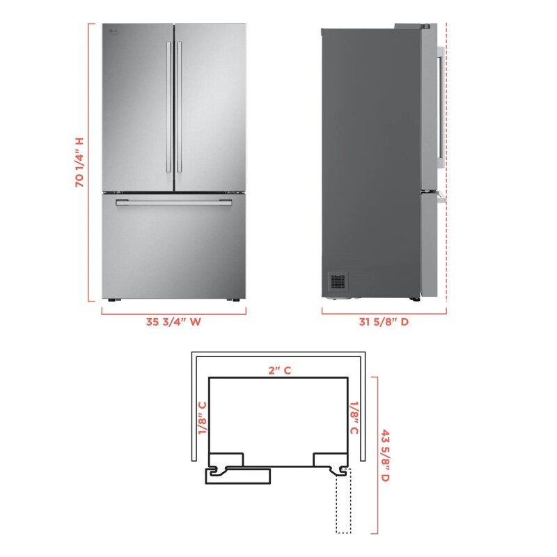 LG STUDIO 27 cu. ft. Smart Counter-Depth MAX™ French Door Refrigerator view 3