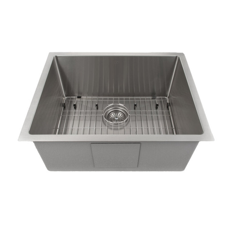 23 In. Meribel Undermount Single Bowl Stainless Steel Kitchen Sink With Bottom Grid SRS23