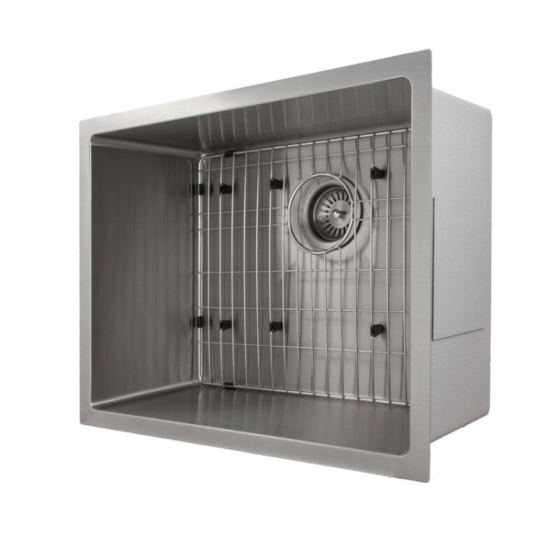 23 In. Meribel Undermount Single Bowl Stainless Steel Kitchen Sink With Bottom Grid SRS23