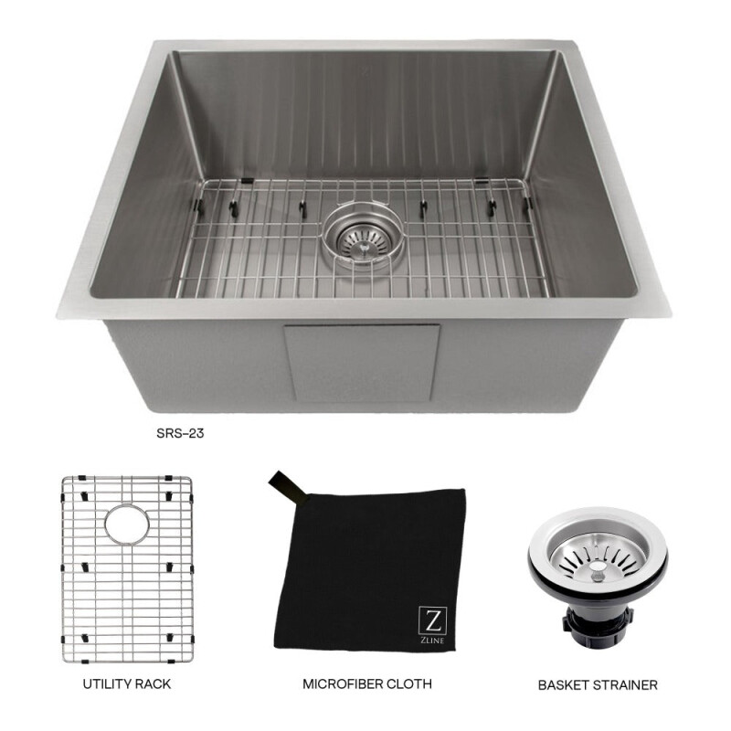 23 In. Meribel Undermount Single Bowl Stainless Steel Kitchen Sink With Bottom Grid SRS23