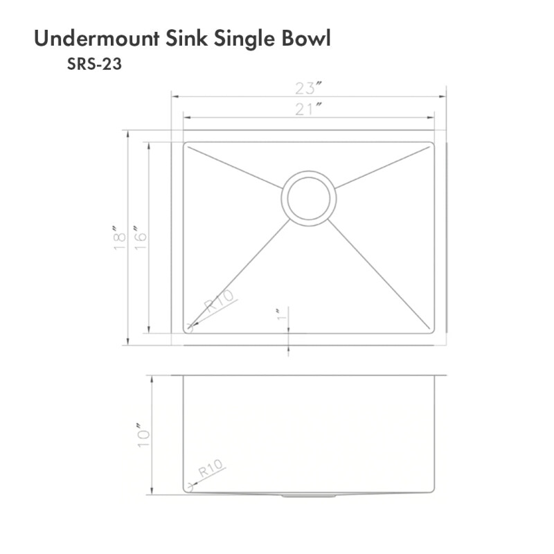 23 In. Meribel Undermount Single Bowl Stainless Steel Kitchen Sink With Bottom Grid SRS23