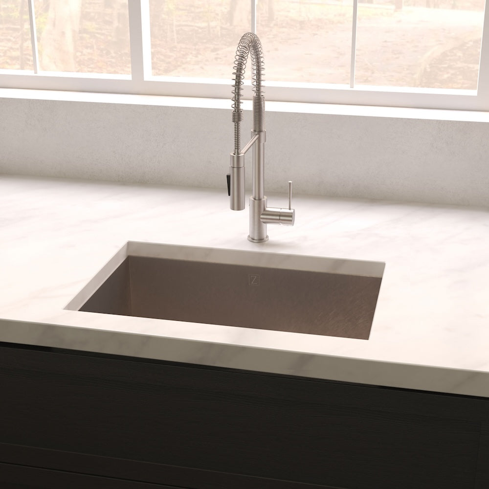 27 In. Meribel Undermount Single Bowl Satin Stainless Steel Kitchen Sink With Bottom Grid SRS27S