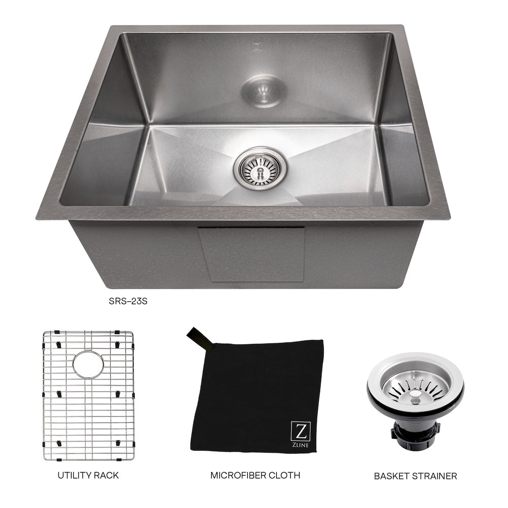 27 In. Meribel Undermount Single Bowl Satin Stainless Steel Kitchen Sink With Bottom Grid SRS27S