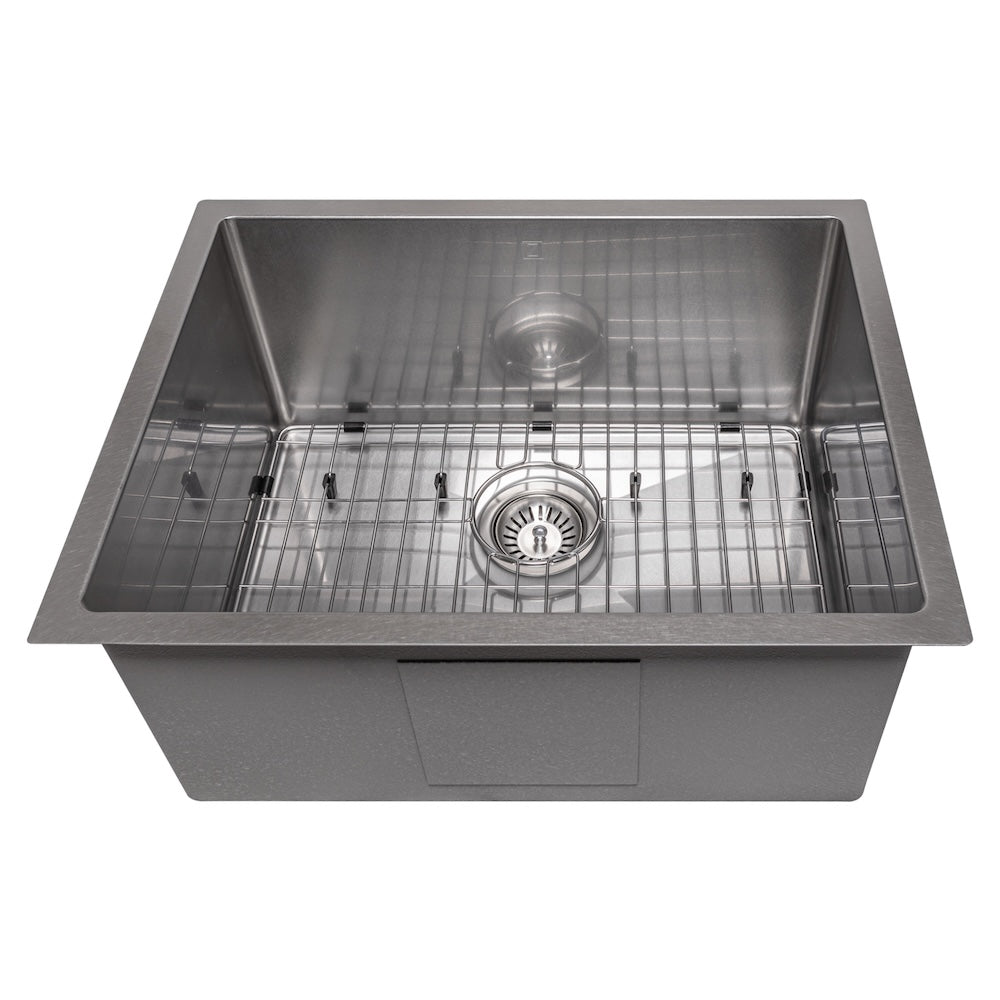 27 In. Meribel Undermount Single Bowl Satin Stainless Steel Kitchen Sink With Bottom Grid SRS27S