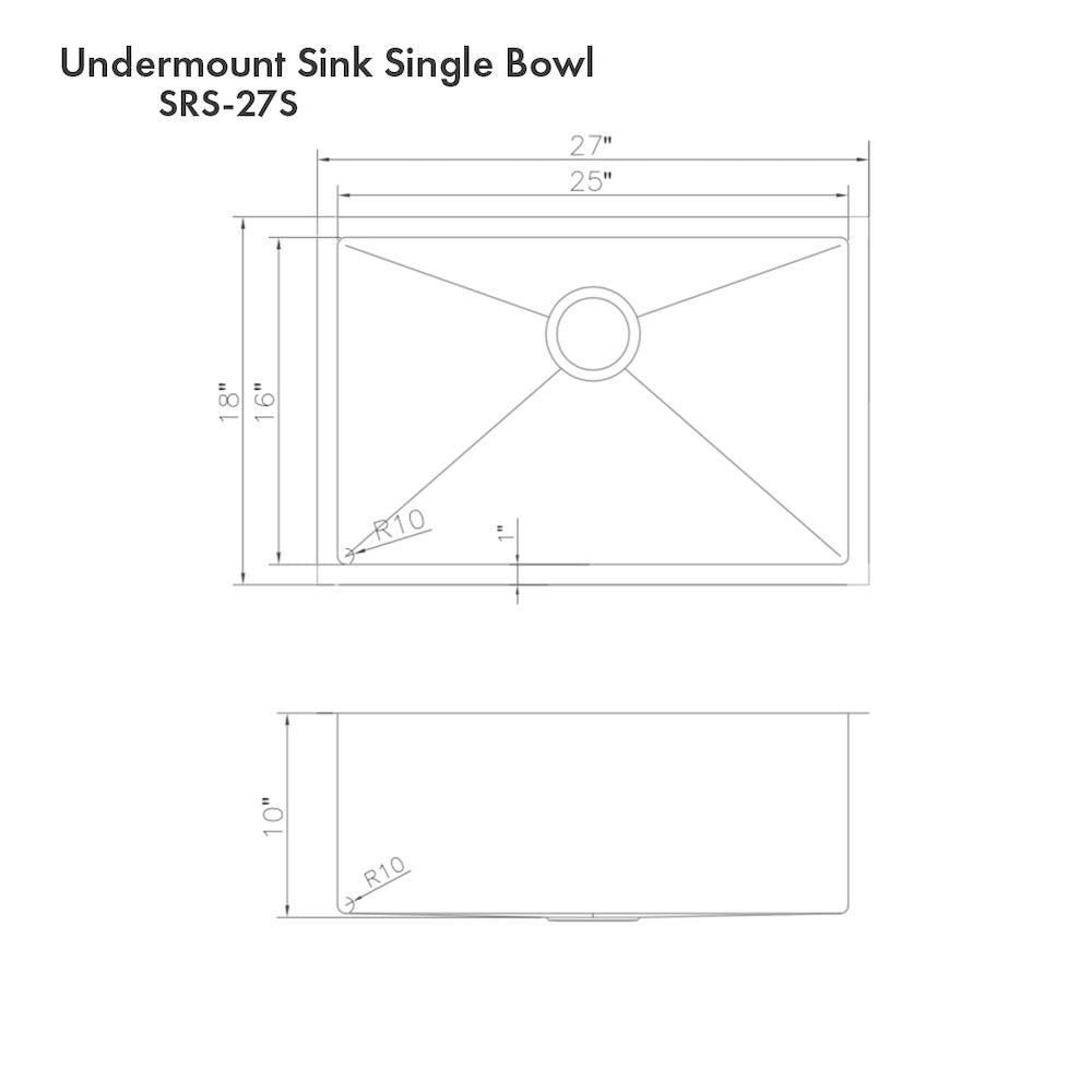 27 In. Meribel Undermount Single Bowl Satin Stainless Steel Kitchen Sink With Bottom Grid SRS27S