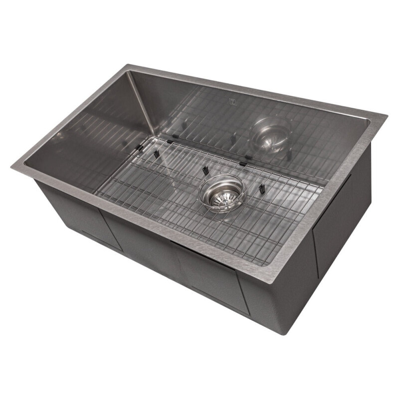 30 In. Meribel Undermount Single Bowl Satin Stainless Steel Kitchen Sink With Bottom Grid SRS30S