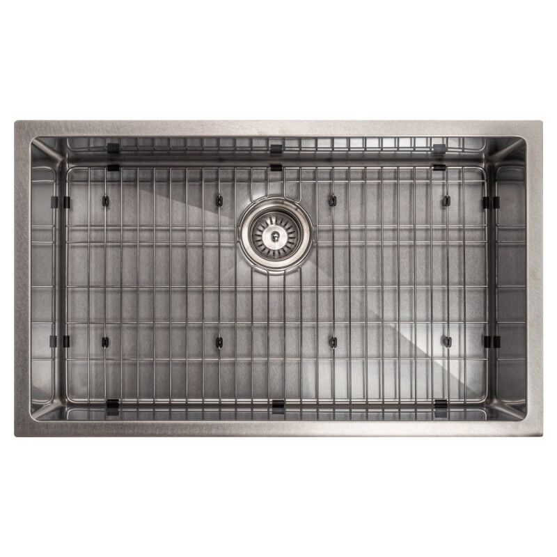 30 In. Meribel Undermount Single Bowl Satin Stainless Steel Kitchen Sink With Bottom Grid SRS30S