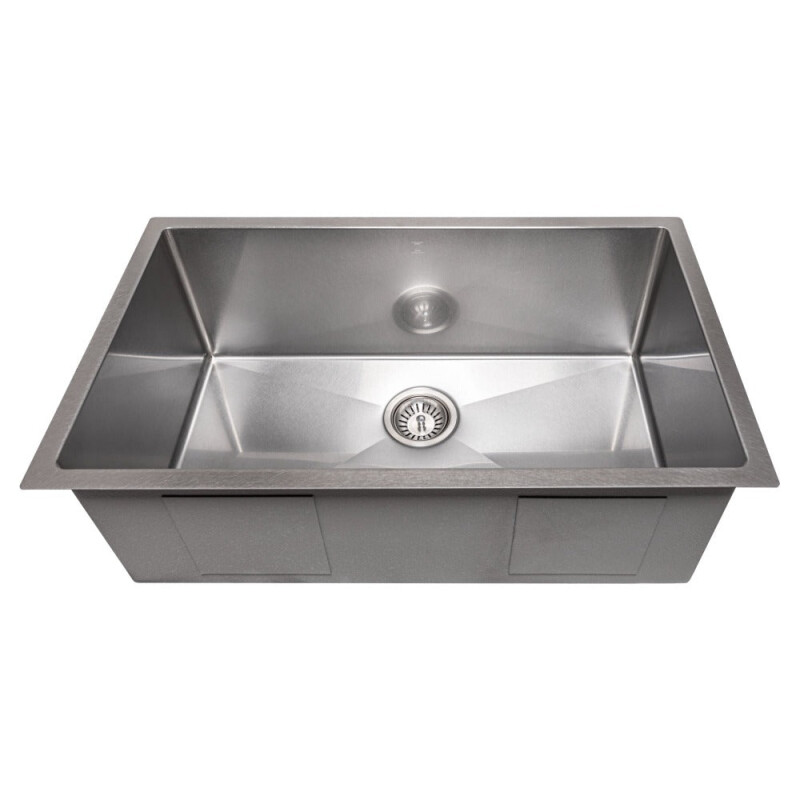30 In. Meribel Undermount Single Bowl Satin Stainless Steel Kitchen Sink With Bottom Grid SRS30S