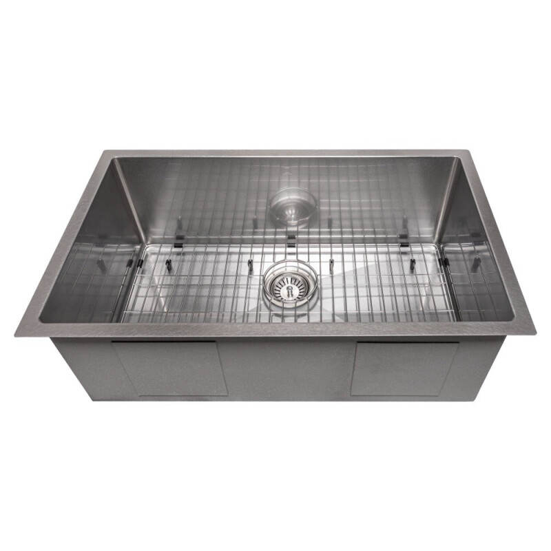 30 In. Meribel Undermount Single Bowl Satin Stainless Steel Kitchen Sink With Bottom Grid SRS30S