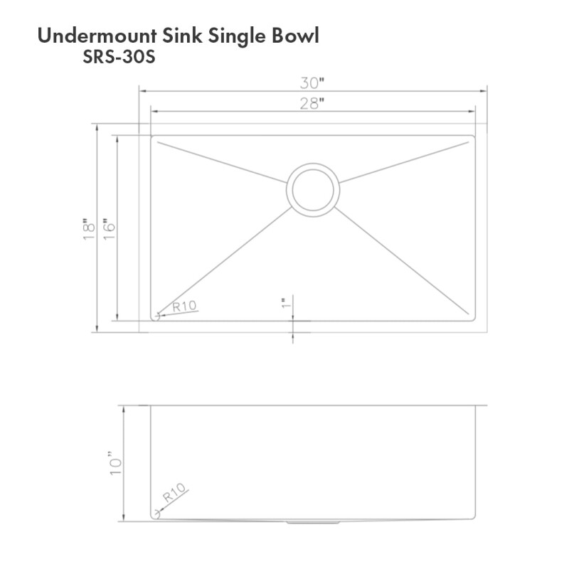 30 In. Meribel Undermount Single Bowl Satin Stainless Steel Kitchen Sink With Bottom Grid SRS30S