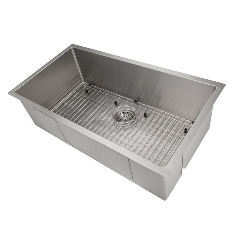 36 In. Meribel Undermount Single Bowl Stainless Steel Kitchen Sink With Bottom Grid SRS36