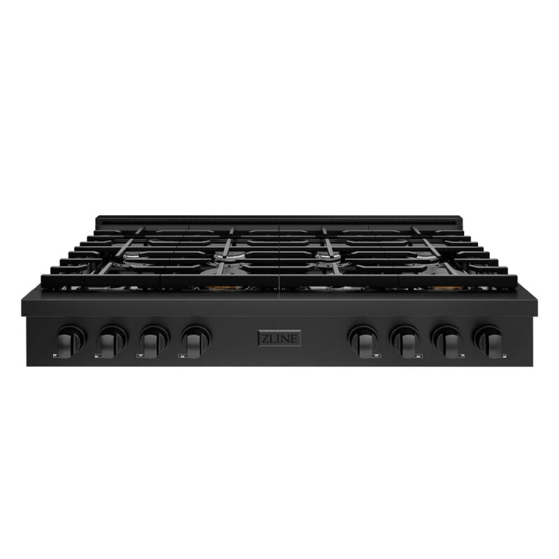 48 In. Paramount Gas Rangetop With 8 Burners And Porcelain Cooktop In Black Stainless Steel SRTB48