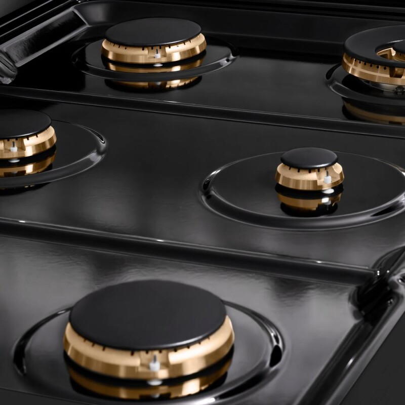 ZLINE 36 in. Paramount Gas Rangetop with 6 Brass Burners and Porcelain Cooktop in Black Stainless Steel (SRTB-BR-36) SRTBBR36
