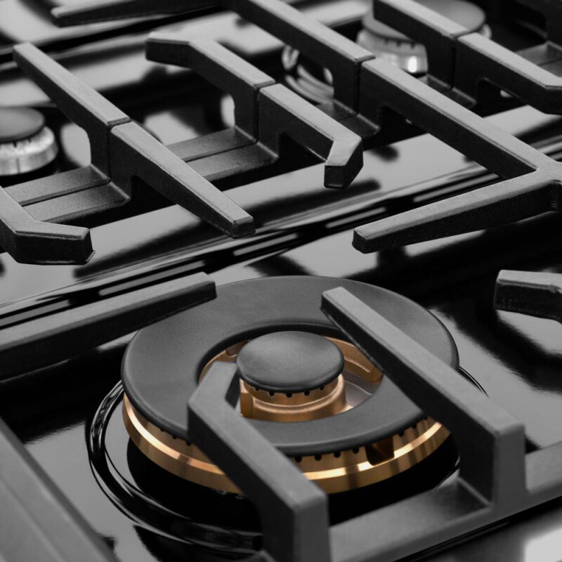 ZLINE 36 in. Paramount Gas Rangetop with 6 Brass Burners and Porcelain Cooktop in Black Stainless Steel (SRTB-BR-36) SRTBBR36
