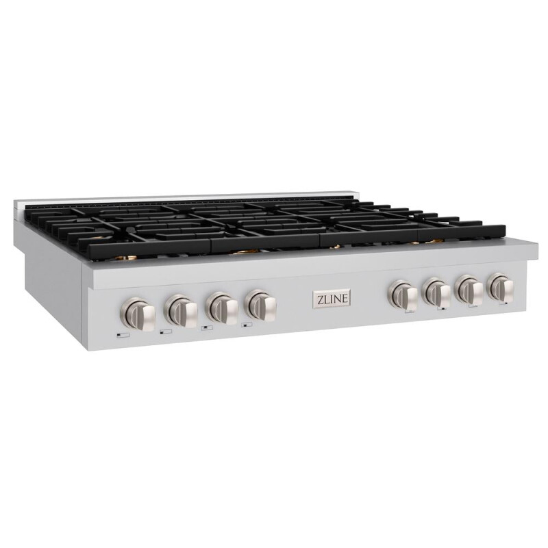 48 In. Paramount Gas Rangetop With 8 Brass Burners And Porcelain Cooktop In Stainless Steel SRTBR48