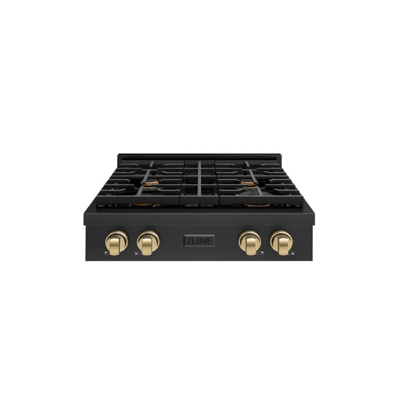 Autograph Edition 30 In. Paramount Gas Rangetop With 4 Burners And Porcelain Cooktop In Black Stainless Steel With Champagne Bronze Accents SRTBZ30CB