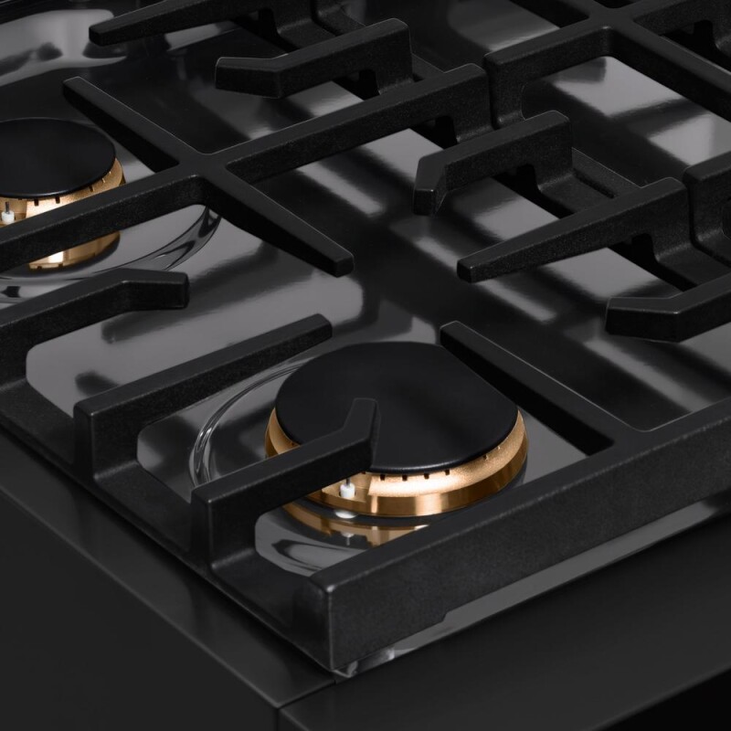 ZLINE Autograph Edition 30 in. Paramount Gas Rangetop with 4 Burners and Porcelain Cooktop in Black Stainless Steel with Polished Gold Accents (SRTBZ-30-G) SRTBZ30G