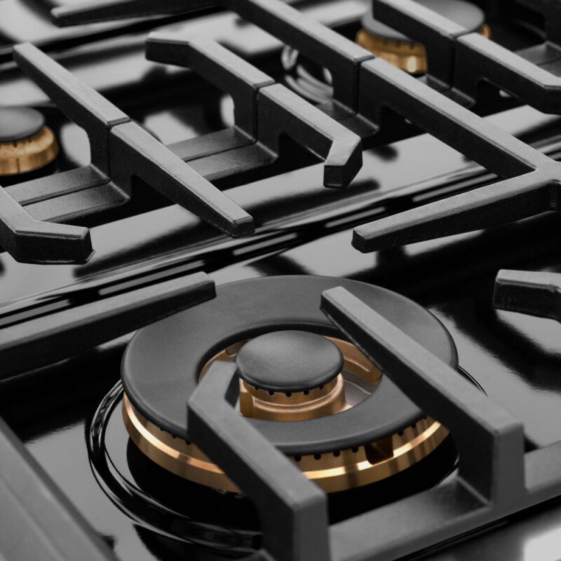 Autograph Edition 36 In. Paramount Gas Rangetop With 6 Burners And Porcelain Cooktop In Black Stainless Steel With Champagne Bronze Accents SRTBZ36CB
