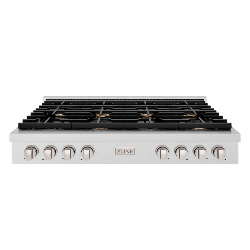 48 In. Paramount Gas Rangetop With 8 Brass Burners And Porcelain Cooktop In Satin Stainless Steel SRTSBR48