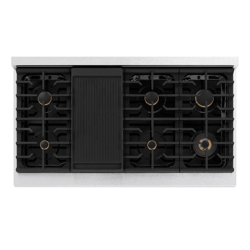 48 In. Paramount Gas Rangetop With 8 Brass Burners And Porcelain Cooktop In Satin Stainless Steel SRTSBR48