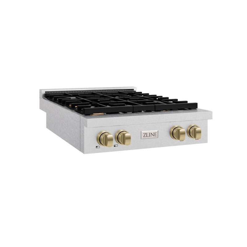 Autograph Edition 30 In. Paramount Gas Rangetop With 4 Burners And Porcelain Cooktop In Satin Stainless Steel With Champagne Bronze Accents SRTSZ30CB