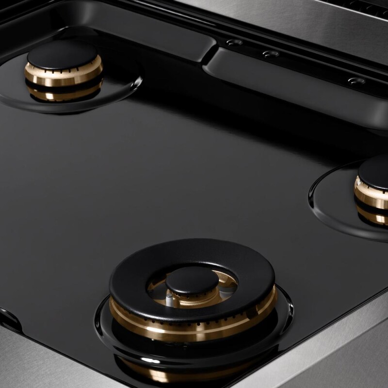 ZLINE Autograph Edition 30 in. Paramount Gas Rangetop with 4 Burners and Porcelain Cooktop in DuraSnow® Stainless Steel with Matte Black Accents (SRTSZ-30-MB) SRTSZ30MB