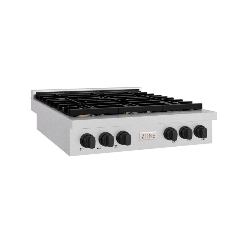 Autograph Edition 36 In. Paramount Gas Rangetop With 6 Burners And Porcelain Cooktop In Satin Stainless Steel With Matte Black Accents SRTSZ36MB