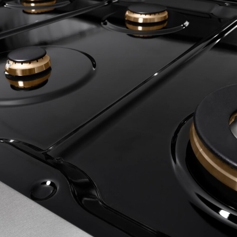 Autograph Edition 48 In. Paramount Gas Rangetop With 8 Burners And Porcelain Cooktop In Satin Stainless Steel With Champagne Bronze Accents SRTSZ48CB