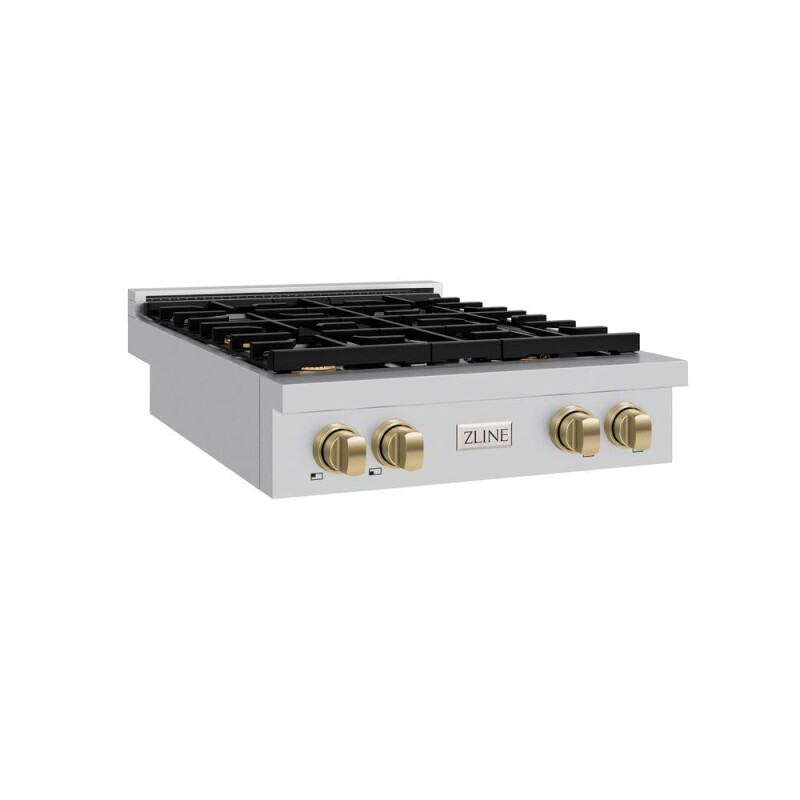 Autograph Edition 30 In. Paramount Gas Rangetop With 4 Burners And Porcelain Cooktop In Stainless Steel With Champagne Bronze Accents SRTZ30CB