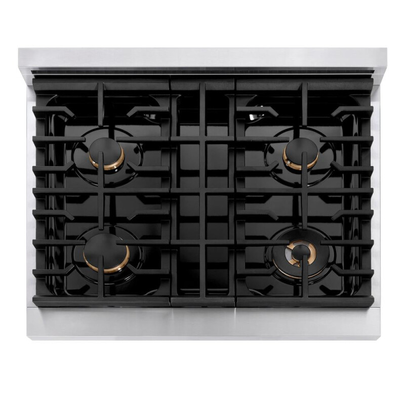 Autograph Edition 30 In. Paramount Gas Rangetop With 4 Burners And Porcelain Cooktop In Stainless Steel With Polished Gold Accents SRTZ30G