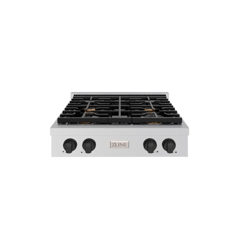Autograph Edition 30 In. Paramount Gas Rangetop With 4 Burners And Porcelain Cooktop In Stainless Steel With Matte Black Accents SRTZ30MB