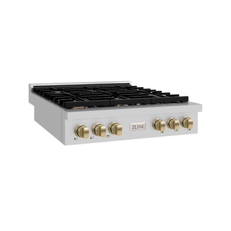 Autograph Edition 36 In. Paramount Gas Rangetop With 6 Burners And Porcelain Cooktop In Stainless Steel With Champagne Bronze Accents SRTZ36CB