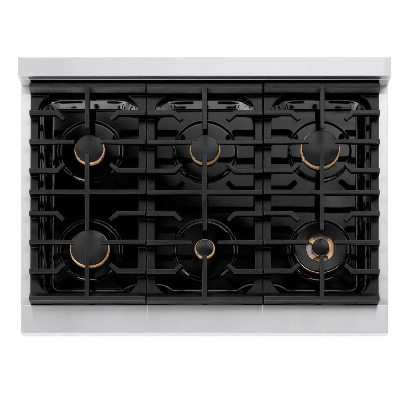 Autograph Edition 36 In. Paramount Gas Rangetop With 6 Burners And Porcelain Cooktop In Stainless Steel With Champagne Bronze Accents SRTZ36CB