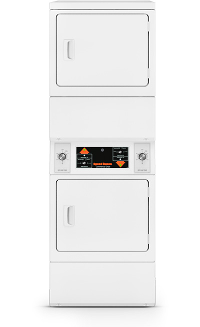 Stacked GAS DRYERS - 10° ANGLED Control Panel (Tall Height) - Solid Doors SSGMNAGS113TW01