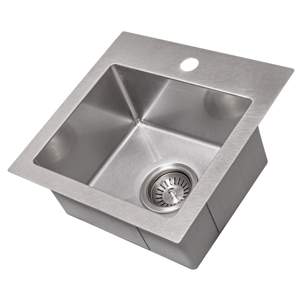 15 In. Donner Topmount Single Bowl Satin Stainless Steel Bar Kitchen Sink STS15S