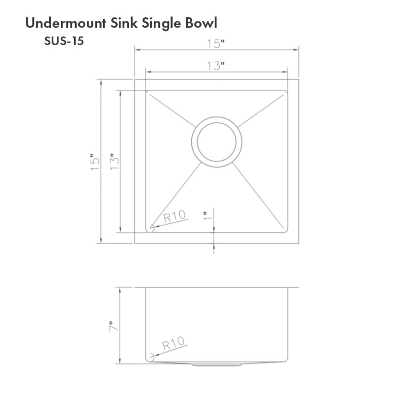 15 In. Boreal Undermount Single Bowl Bar Kitchen Sink In Stainless Steel SUS15