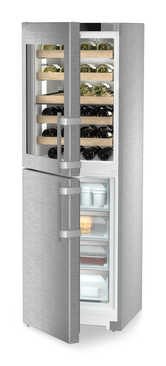 Combination with NoFrost freezer compartment and wine tempering compartment, Left Hinged SW5291