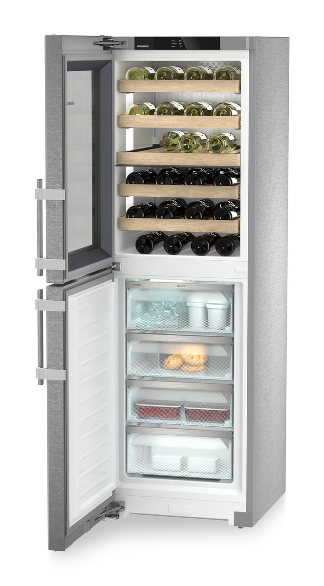 Combination with NoFrost freezer compartment and wine tempering compartment, Left Hinged SW5291