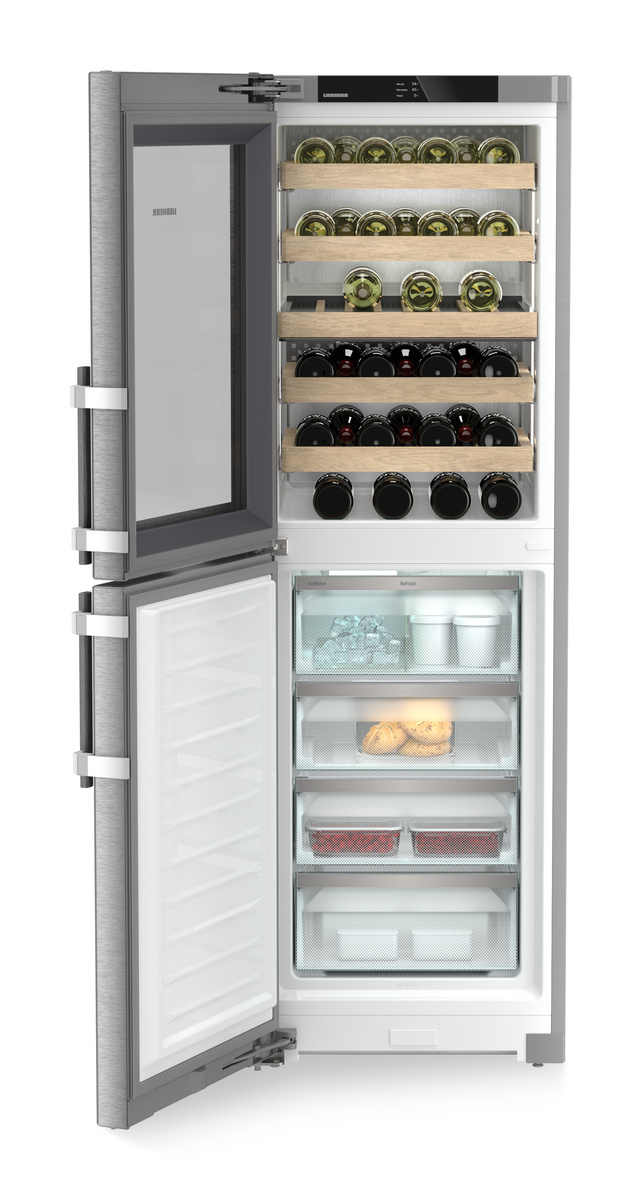 Combination with NoFrost freezer compartment and wine tempering compartment, Left Hinged SW5291